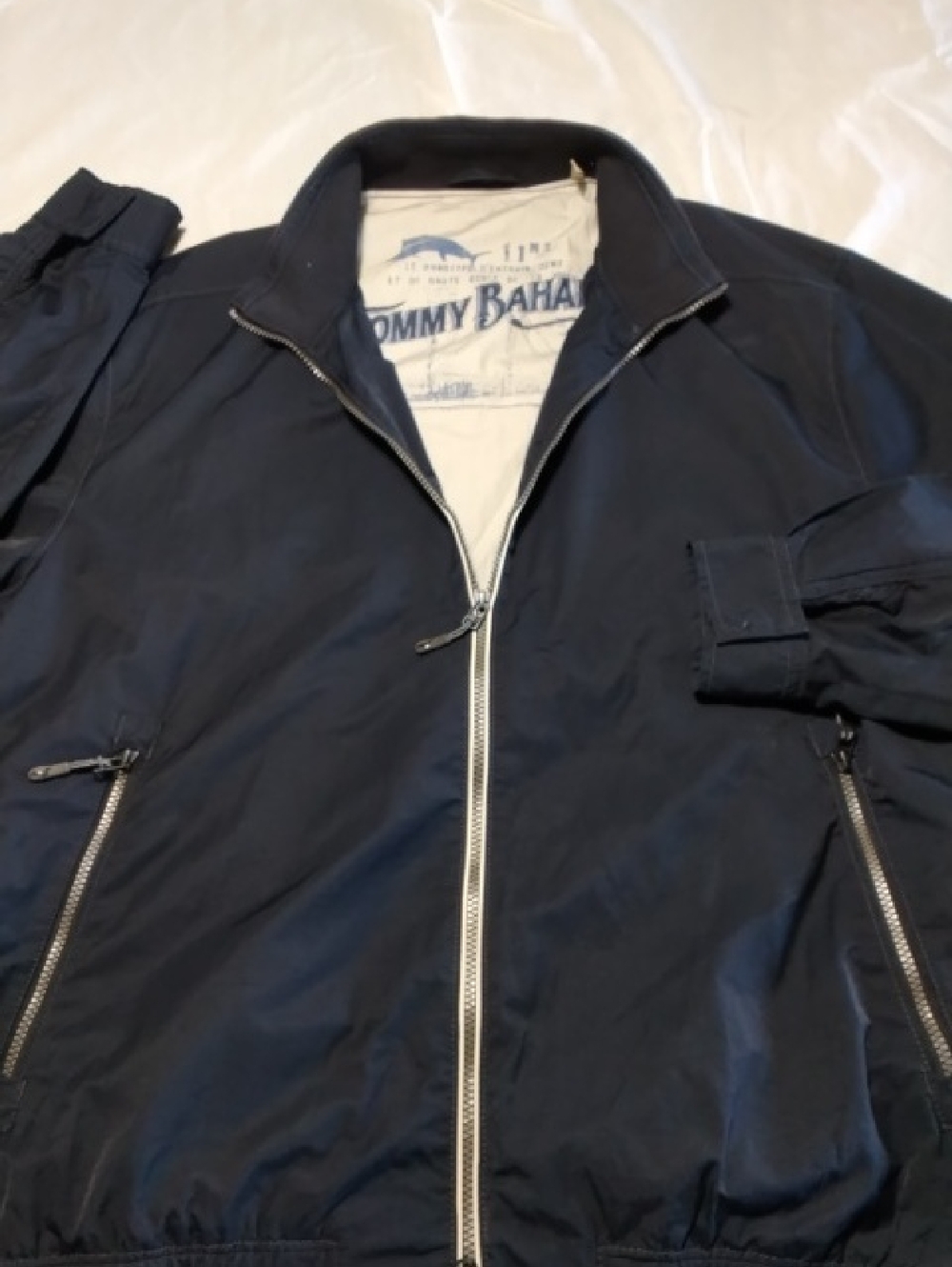 Tommy Bahama Navy Blue Zip-Front Bomber Jacket , XL ,  $35